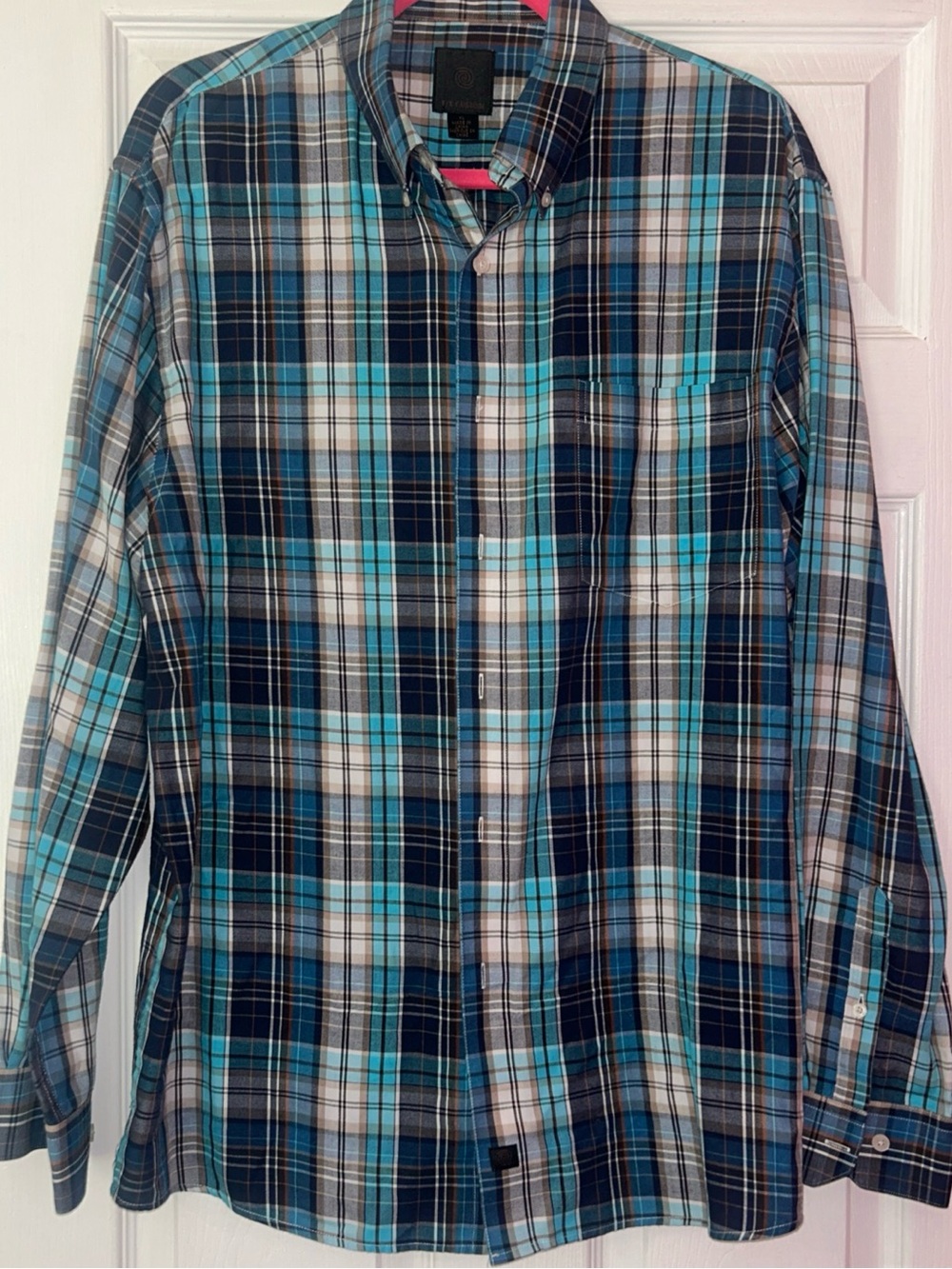 F/X Fusion blue plaid long sleeve button down  shirt  size XL